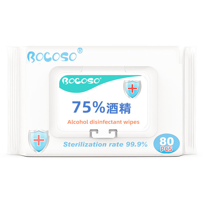 Bocoso - 75% 酒精消毒濕紙巾 (80片裝) 99.9%殺菌消毒 防疫 抗疫 除菌率