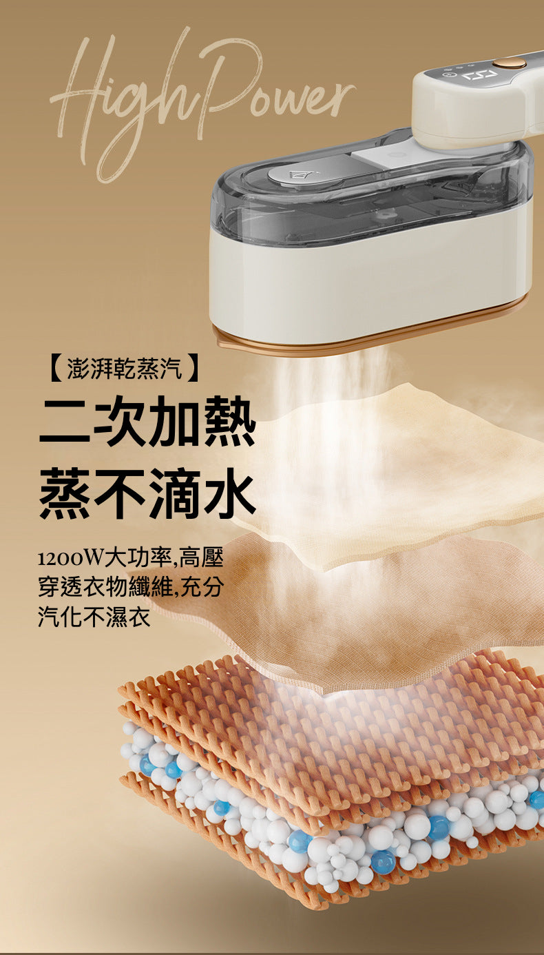 澎湃乾蒸汽手持便攜折疊燙斗：你的最佳熨燙解決方案 - 灰