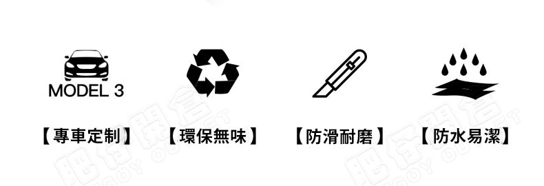 Tesla Model 3 專用防水TPE腳墊 右軚香港版