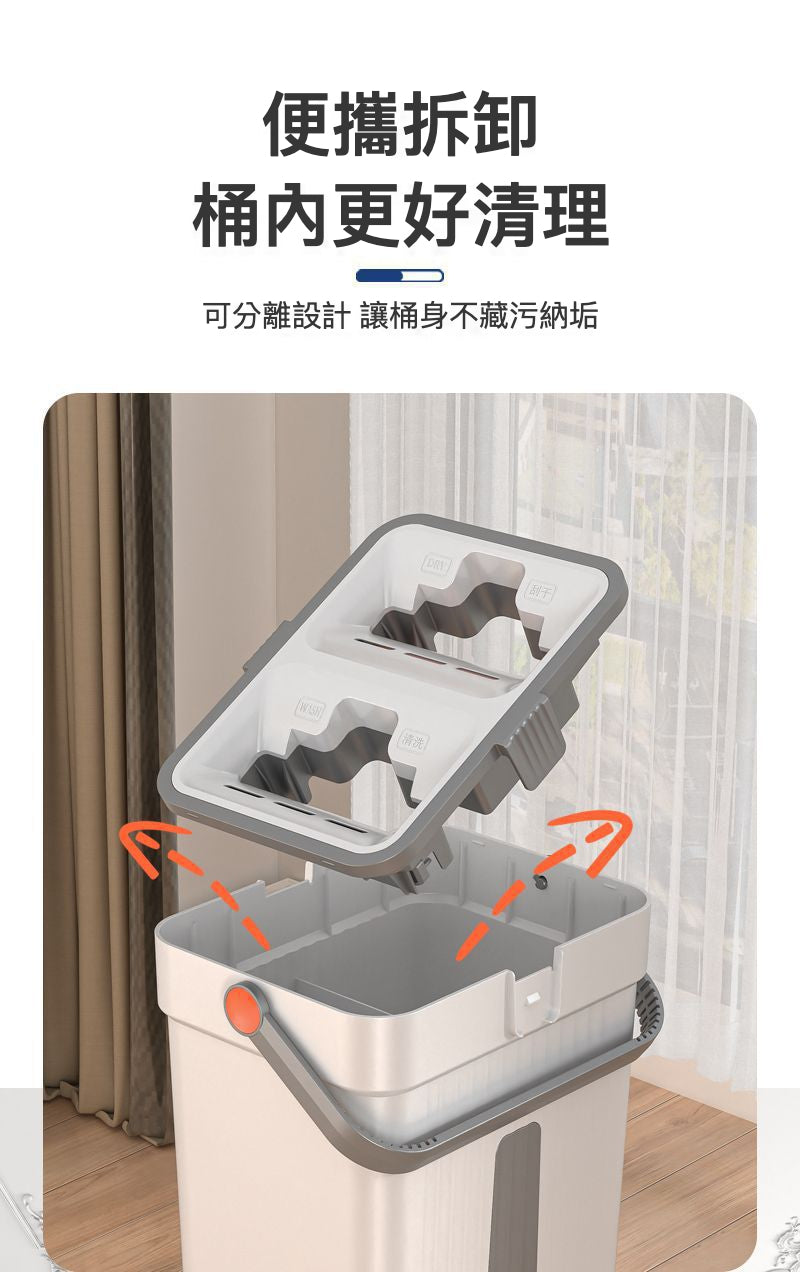免手活 360度平板地拖+拖把桶套裝｜乾濕兩用｜家居清潔神器