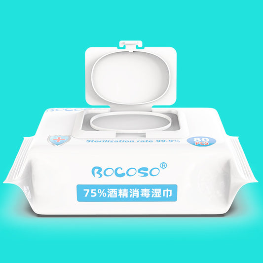 Bocoso - 75% 酒精消毒濕紙巾 (80片裝) 99.9%殺菌消毒 防疫 抗疫 除菌率