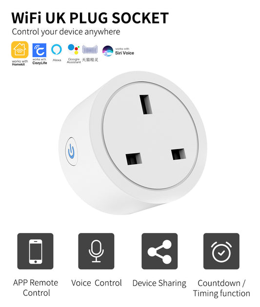 跨平台兼容的智能插座：Apple HomeKit 16A Google Assistant 天貓精靈 Alexa Siri Voice