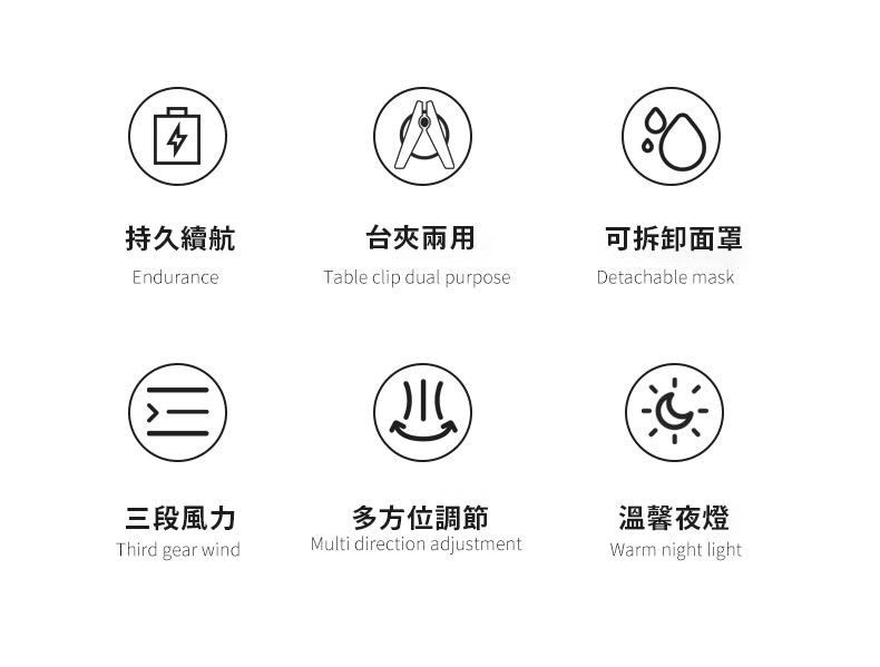 台夾兩用夜燈小風扇 靜音隨身夾扇小風扇 RFY-021