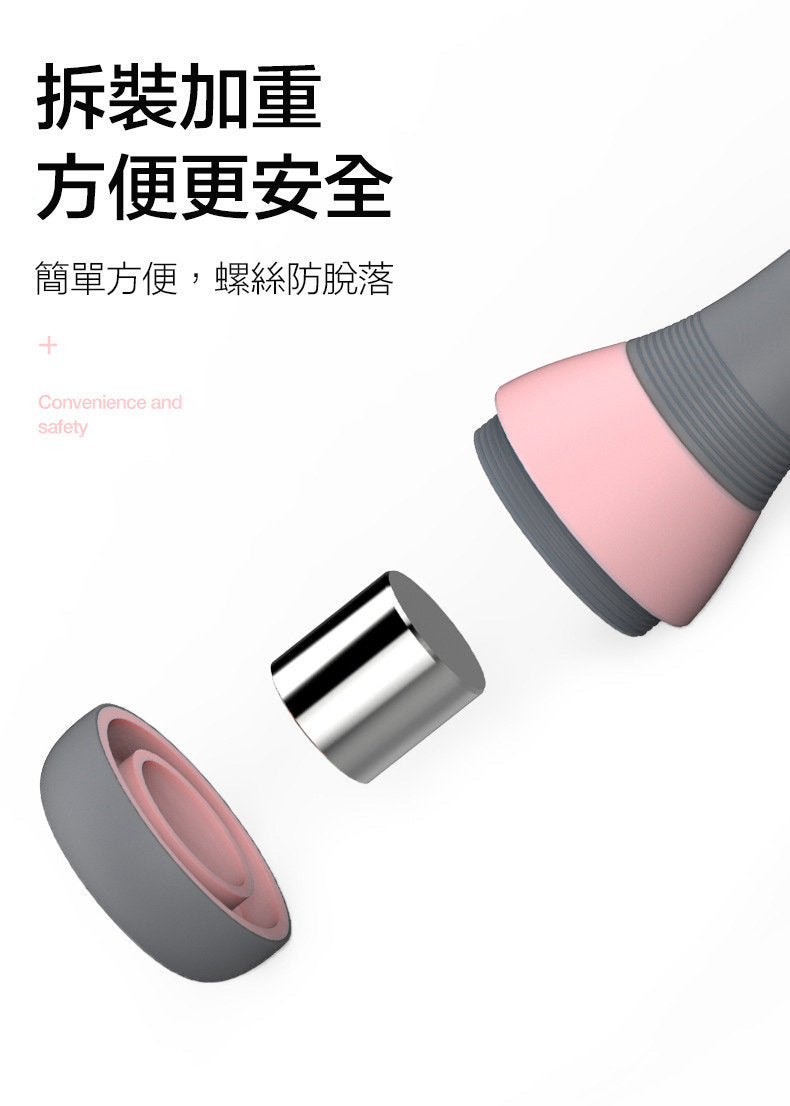 可調節女士健身啞鈴｜1kg-2kg三檔可調｜防滑可水洗｜一對裝