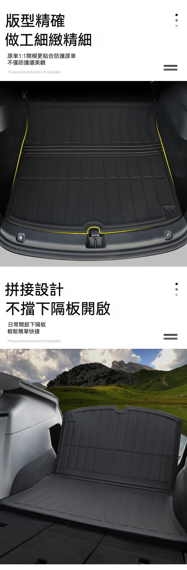 ✨ 特斯拉 Model Y/3 煥新版行李箱墊三件套！ ✨ 實用與美學的雙重結合，讓你的愛車更出色！ 🚗💎