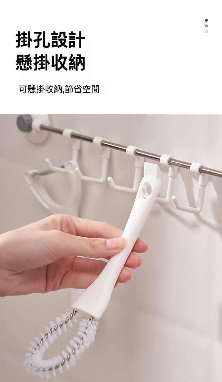 KM No.6147 煤氣清潔刷帶刮鏟 長柄環形多用去污刷 萬能縫隙清潔刷 多用途易潔刷(1枚入）（顏色隨機）
