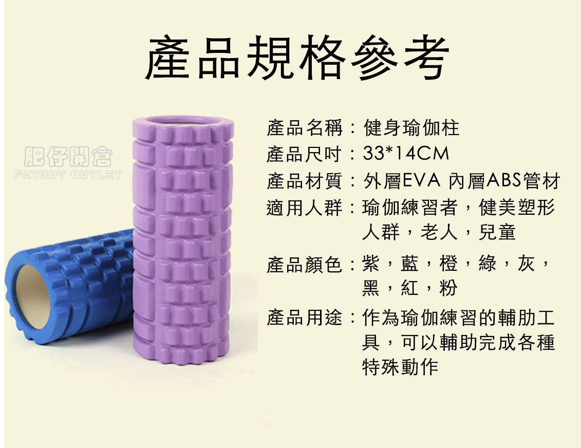 EVA YOGA 3D 滾輪瑜伽柱 33cm｜按摩滚筒｜消除疲勞水腫｜顏色隨機