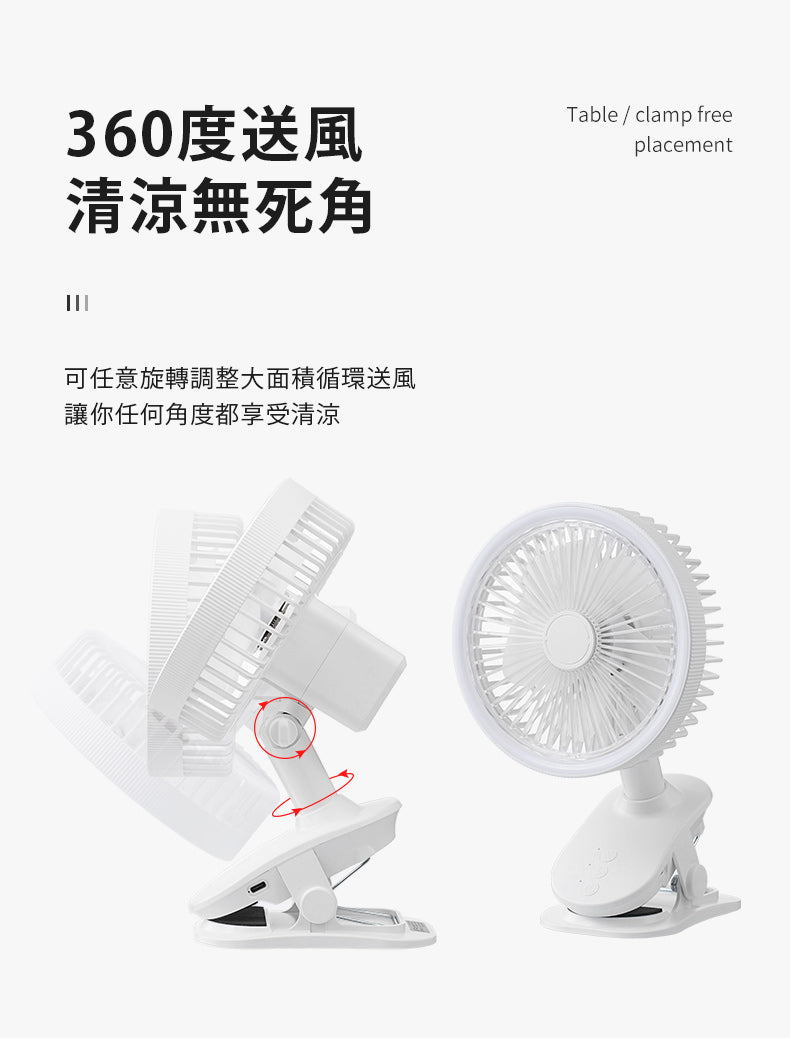 台夾兩用夜燈小風扇 靜音隨身夾扇小風扇 RFY-021