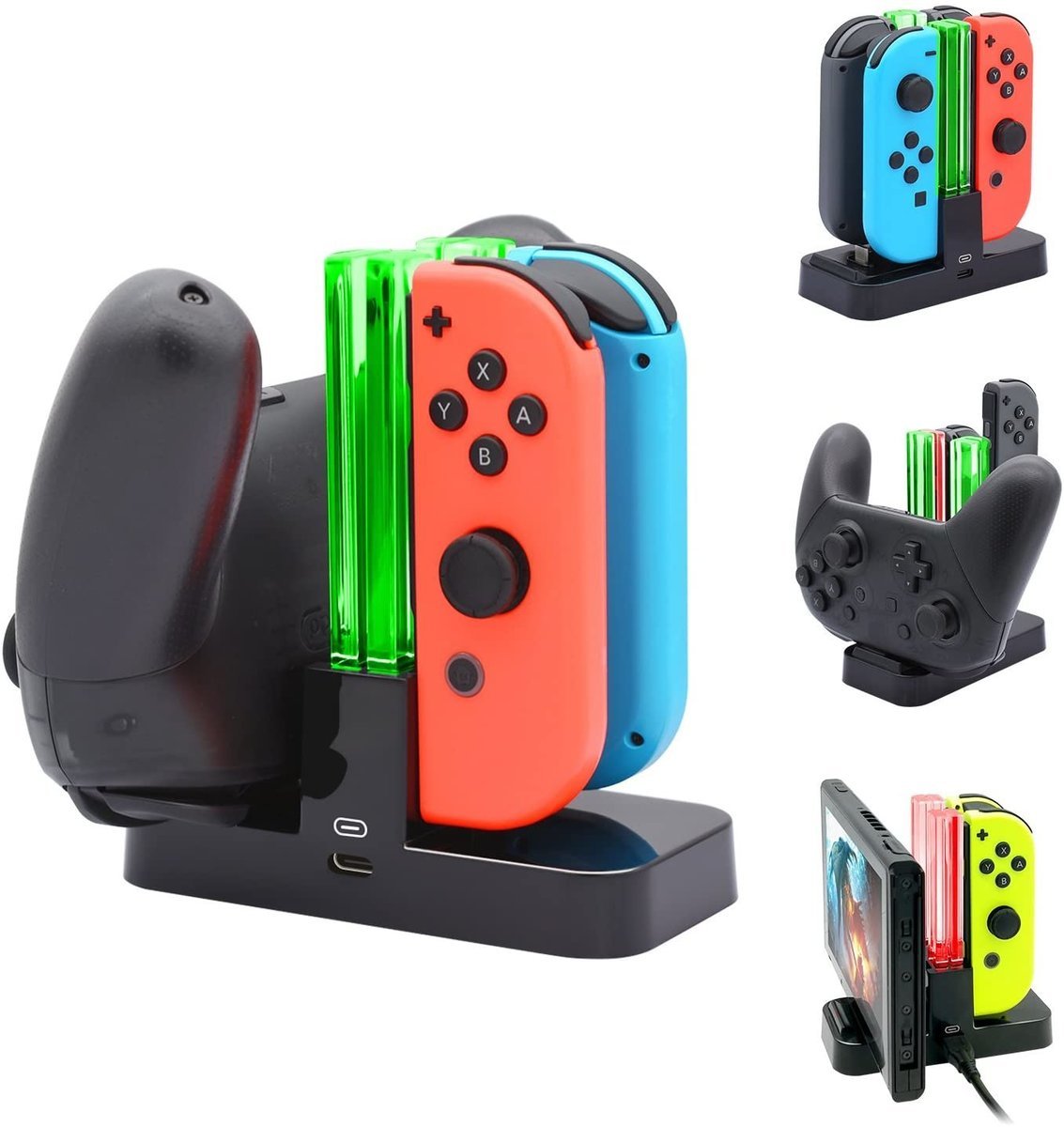 DOBE - 3合1 4 Joy Con 加 Pro手制 充電底座支架 LED指示燈 TNS-879