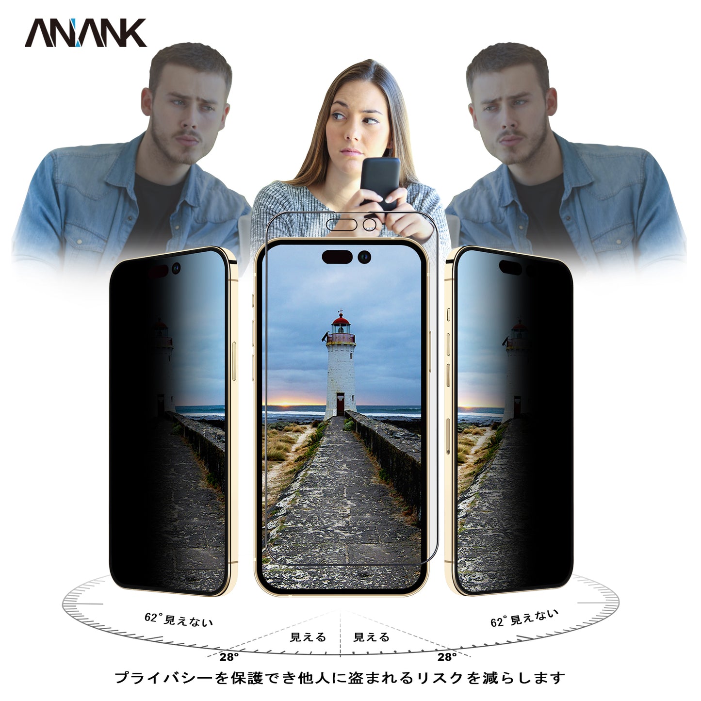 ANANK IP16系列 2.5D韓國LG 26度防窺玻璃貼
