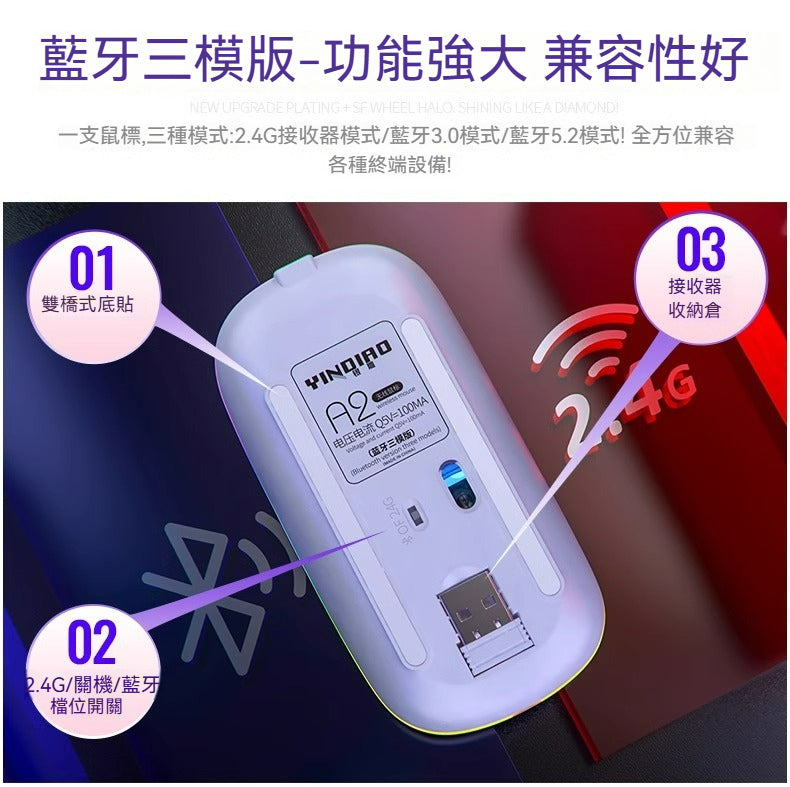 🖱️✨ 銀雕 A2 靜音三模滑鼠 | 一隻滑鼠，三種模式！ 🎉