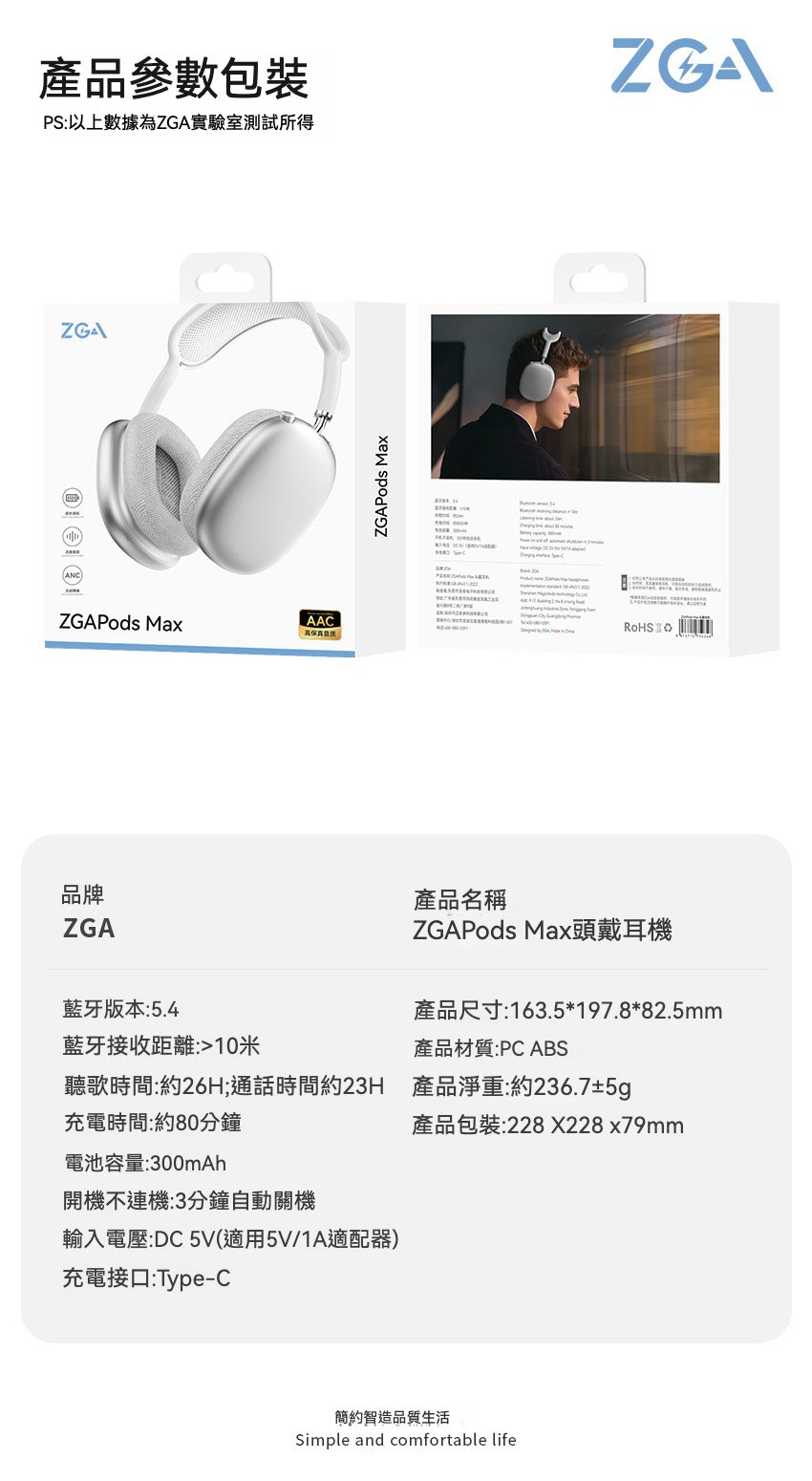 ZGA ZGAPods Max 頭戴式藍牙降噪耳機 產品圖 9