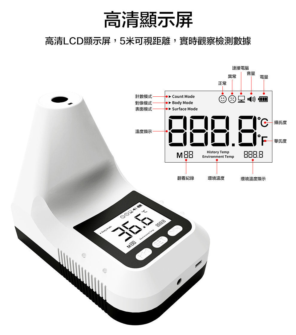 K3 Pro 紅外線非接觸測溫儀｜0.5秒快速測量｜5米可視距離｜送腳架｜多場合通用