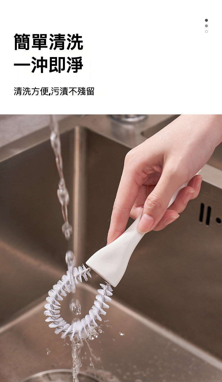 KM No.6147 煤氣清潔刷帶刮鏟 長柄環形多用去污刷 萬能縫隙清潔刷 多用途易潔刷(1枚入）（顏色隨機）