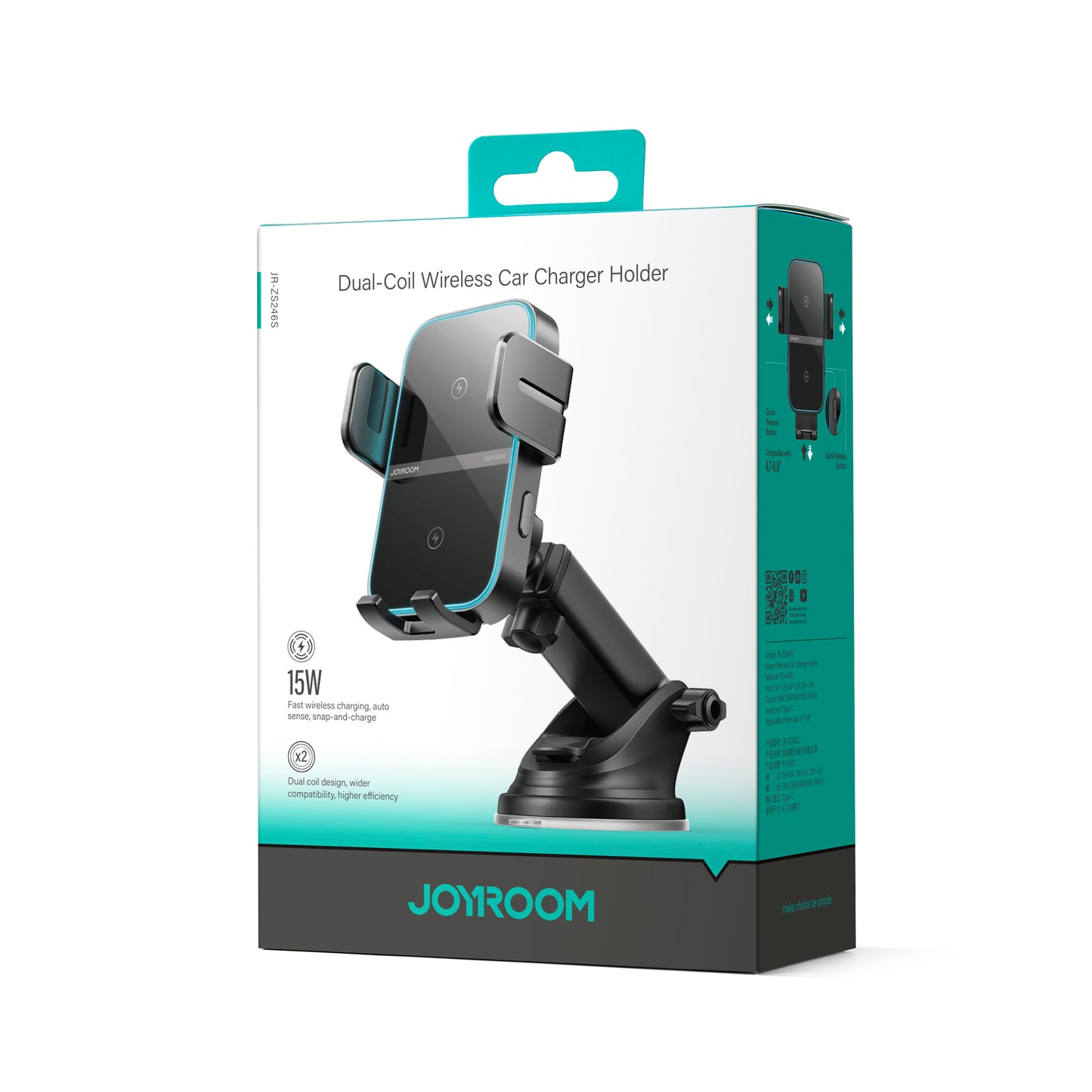 JoyRoom ZS246S 雙線圈無線車充支架
