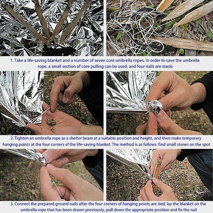 輕便露營保溫暖毯 可作户外急救毯、防水求生、也可用作野外帳篷，擋風幕、露營地墊、暖毯，野外生存裝備。(2件裝)