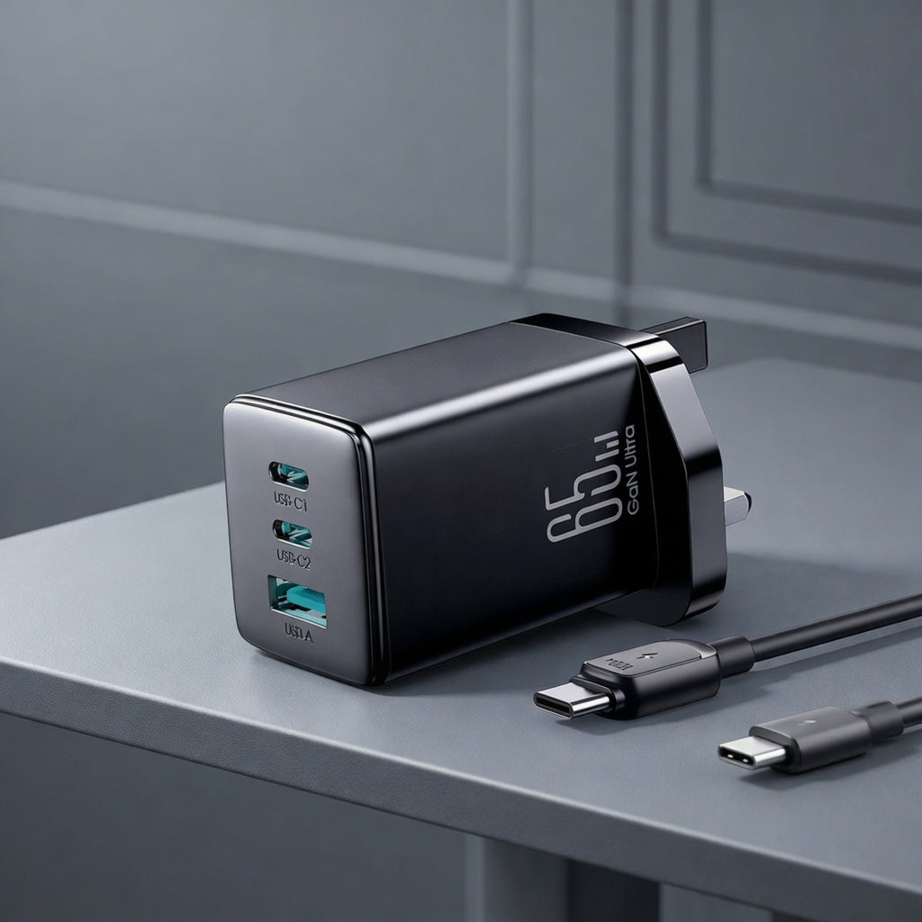 JoyRoom TG10 65W GaN 三口快充充電器｜雙 Type-C + USB-A｜PD3.0 / QC3.0